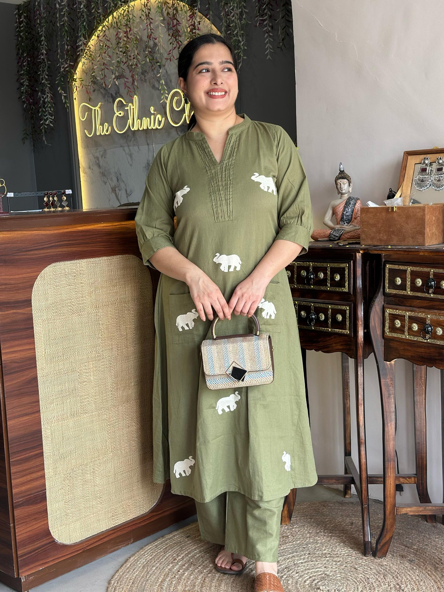 Elephant print two piece set