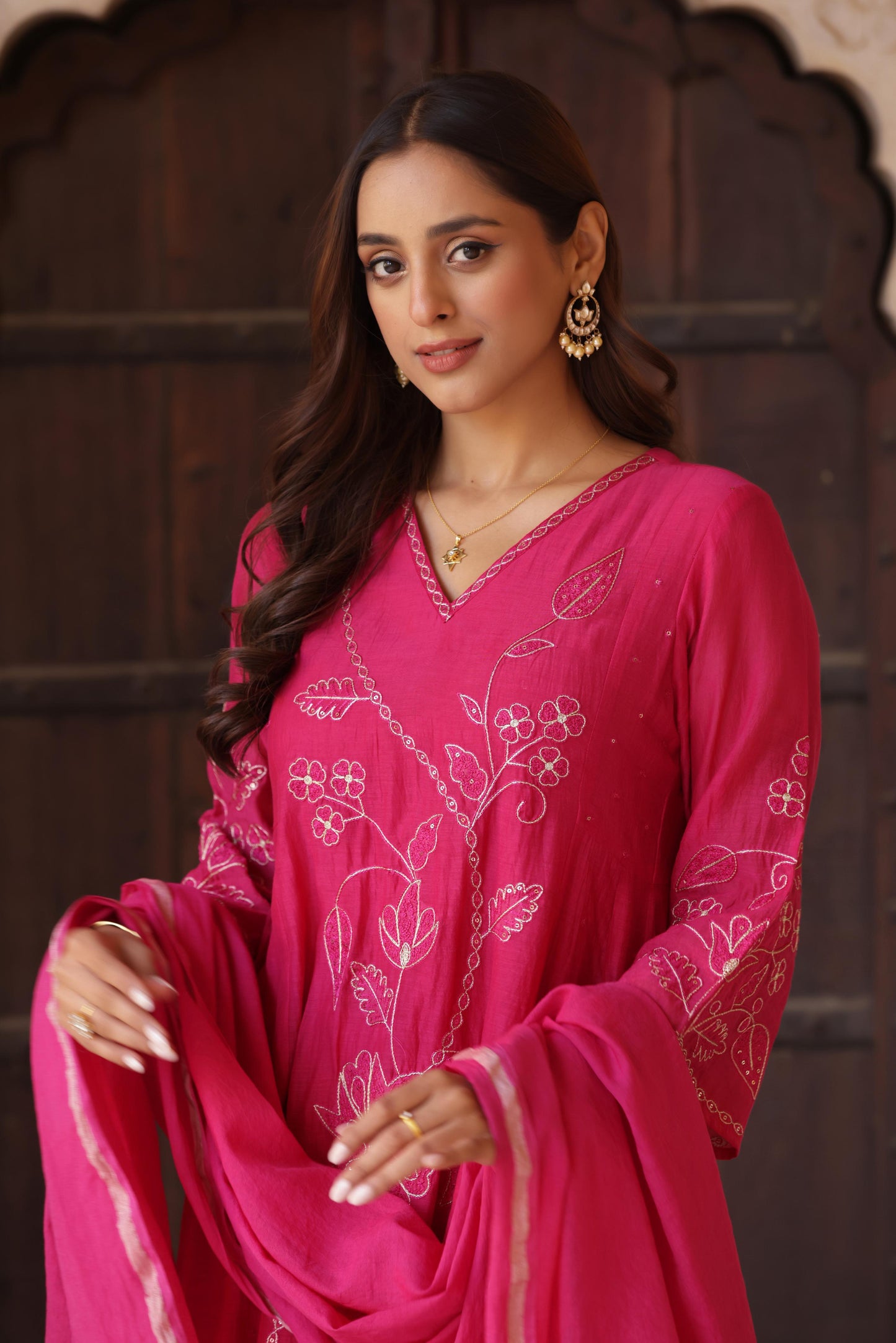 Mull chanderi suit set